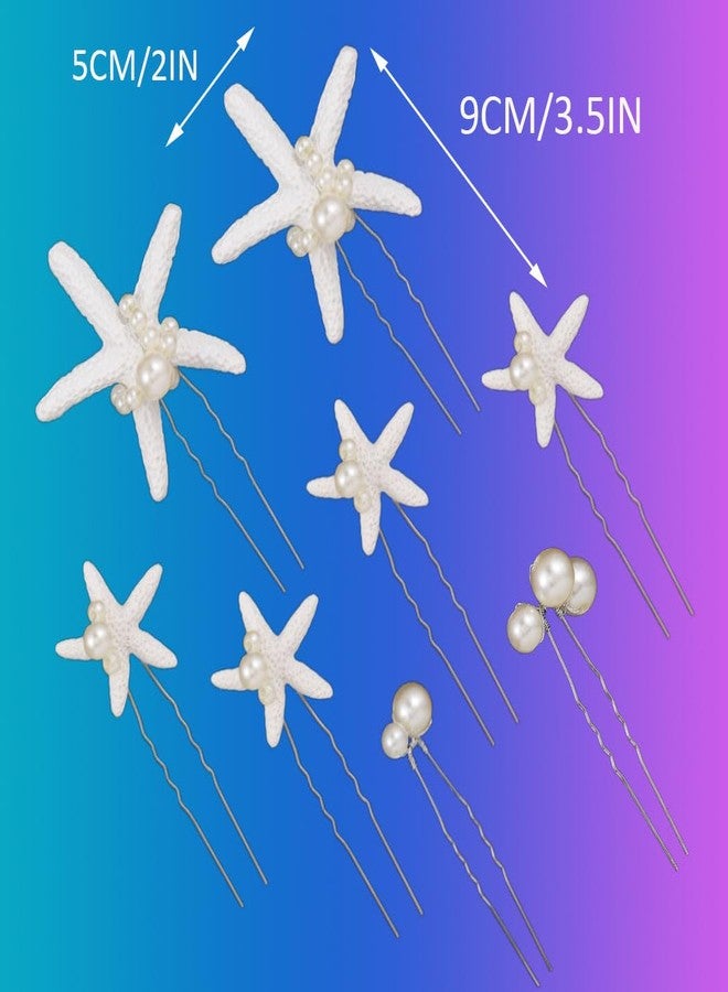 Yean Silver Starfish Hair Pins Mermaid Hair clips Beach Wedding Hair Accessories for Women(Pack of 8) - Image 2